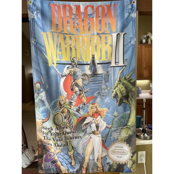 Dragon Warrior II 5ft NES Box Art Flag 1987 Enix Nintendo Entertainment System